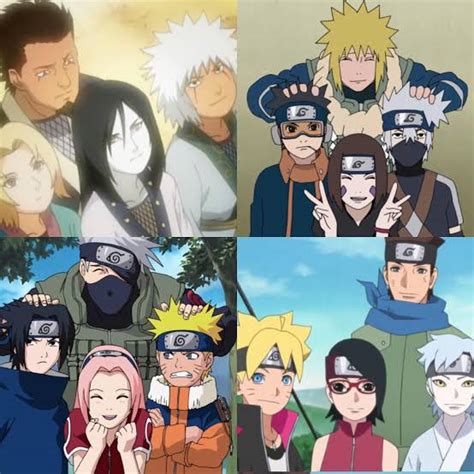 Quais as principais equipes e times de Naruto .